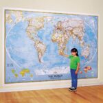 Pasaulio politinis sieninis žemėlapis National Geographic 193x280 cm 3 dalių tapetas