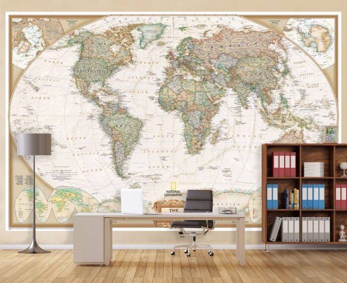 Pasaulio žemėlapis National Geographic, antikinis, M 1:14,3mln, 193x295 cm