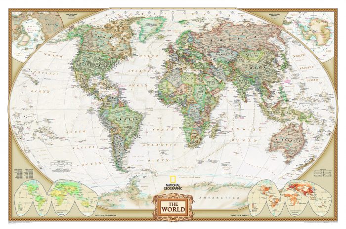 Pasaulio žemėlapis National Geographic, antikinis, M 1:14,3mln, 193x295 cm