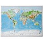 3D Pasaulio reljefinis žemėlapis 1:107mln 39x29 cm