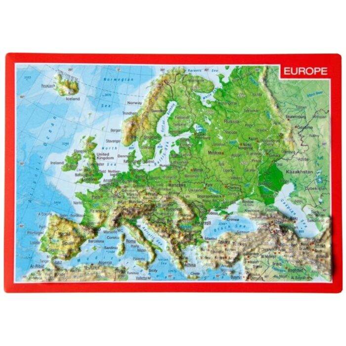 3D Europos georeljefo atvirukas 10x15cm
