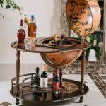 Gaublys-baras Artemide Classic Brown Trolley Zoffoli. 50cm skersmens, 98cm aukščio. Rankų darbo, Italija