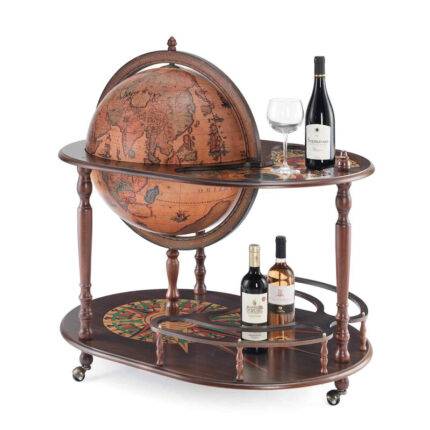Gaublys-baras Artemide Classic Brown Trolley Zoffoli. 50cm skersmens, 98cm aukščio. Rankų darbo, Italija
