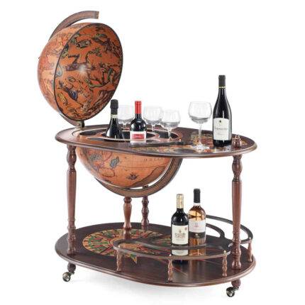 Gaublys-baras Artemide Classic Brown Trolley Zoffoli. 50cm skersmens, 98cm aukščio. Rankų darbo, Italija