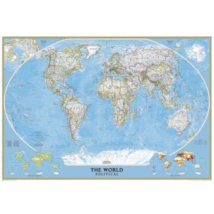 Sieninis pasaulio žemėlapis National Geographic 1:38mln, 77x111 cm Laminuotas, su metaliniais laikikliais