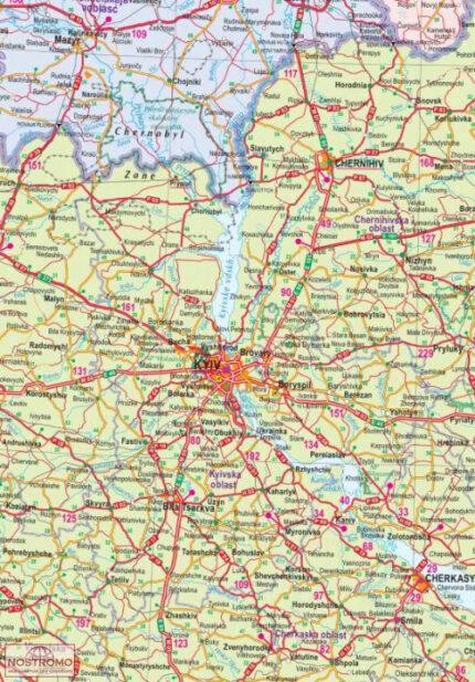 Ukrainos ir Moldovos kelių žemėlapis 1:2 000 000