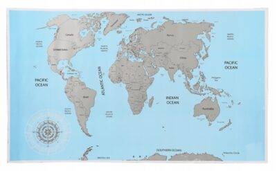 Nutrinamas Pasaulio žemėlapis 88x52 cm