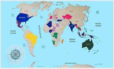 Nutrinamas Pasaulio žemėlapis 88x52 cm