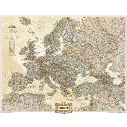 Sieninis Europos žemėlapis National Geographic 1:5,419mln, 91x117 cm