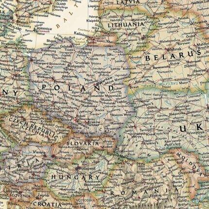 Sieninis Europos žemėlapis National Geographic 1:5,419mln, 91x117 cm
